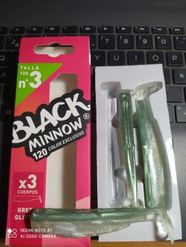 Black minnow green glitter 3 cuerpos